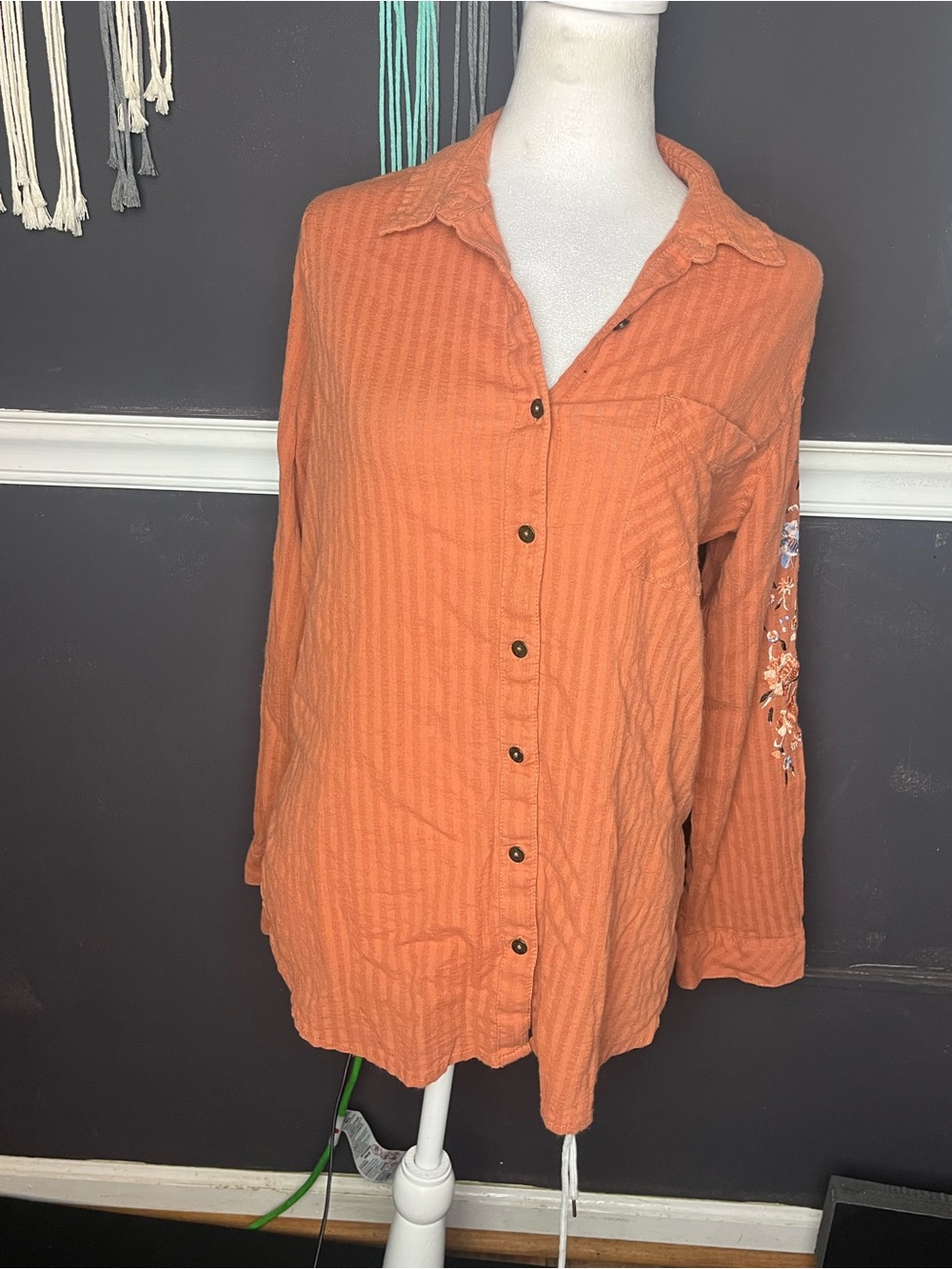 Sonoma size large cotton embroidered button up long sleeve shirt